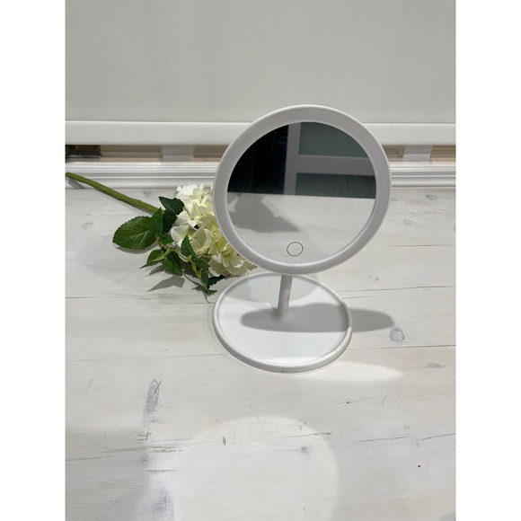 Travel Makeup Vanity Mirror with Stand White Modern Cosmetic - Picture 1 of 8